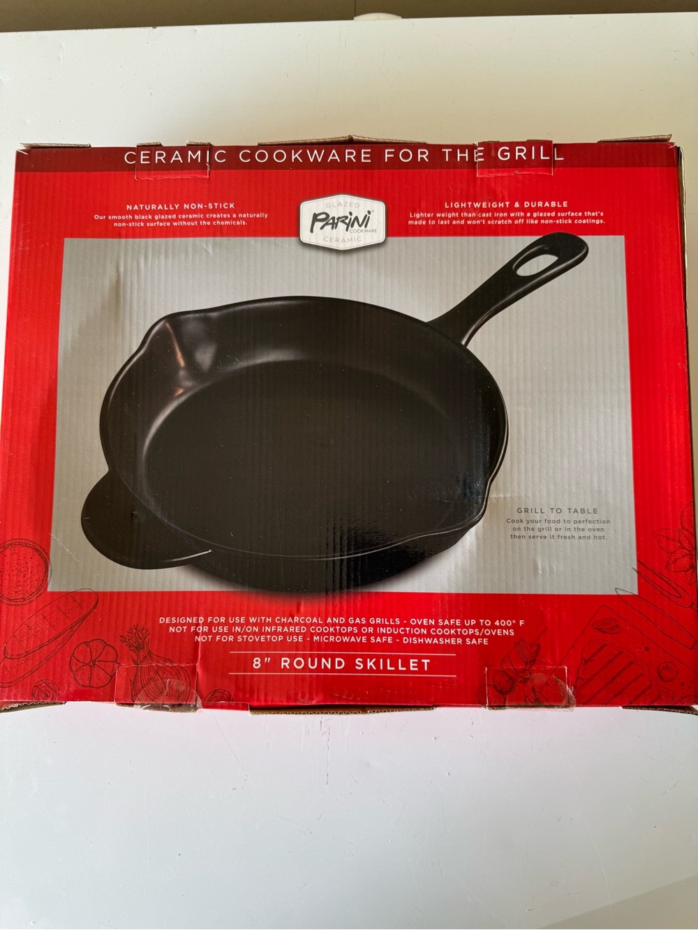 Parini 8" Black Ceramic Skillet - Nonstick Grill Skillet